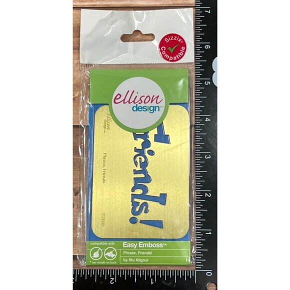 Sizzix Ellison Design Easy Emboss Friends Phrase Die Cutting 22198 Stencil - Picture 3 of 3